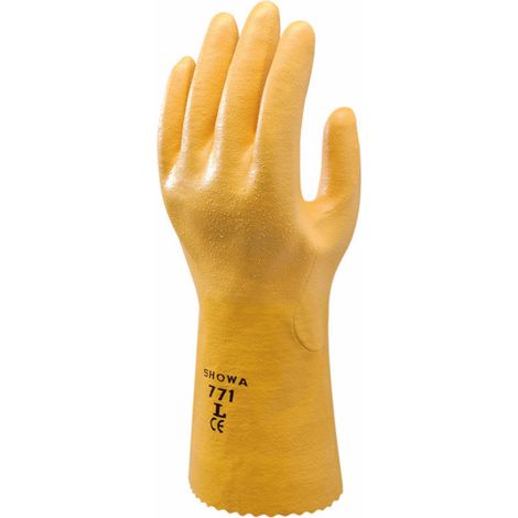 Showa 4707 771 Gr. L Baumwolltrikot, Polyester, Nitril Chemiekalienhandschuh Größe (Handschuhe): 9, (1/2)