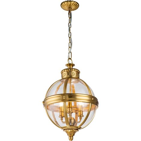 Elstead Feiss Adams Plafoniera a sospensione sferica in ottone brunito (1/5)
