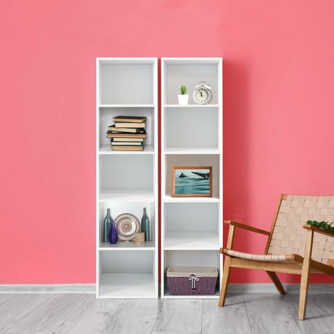 5 Tier Cube Storage Shelf Bookcase Organizer Cabinet Shelves Wooden Rack (1/5)