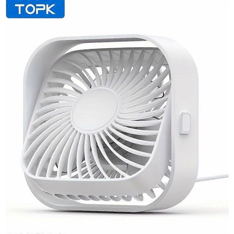 Ventilateur de bureau USB compact, carré, moteur silencieux sans balais, rafraîchissement personnel pour chambre, bureau ou dortoir (1/5)