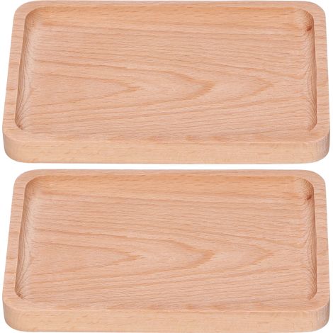 Lot de 2 Plateaux de service, Bois, Rectangulaire, Bord surélevé, Usage alimentaire, Cuisine, Barbecue (1/5)