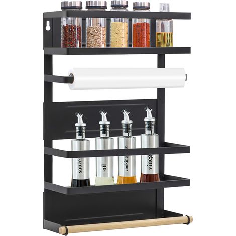 Dello scaffale di stoccaggio del frigorifero della cucina dello scaffale a 5 livelli,Carico 30kg,30×12×46cm,nero (1/5)