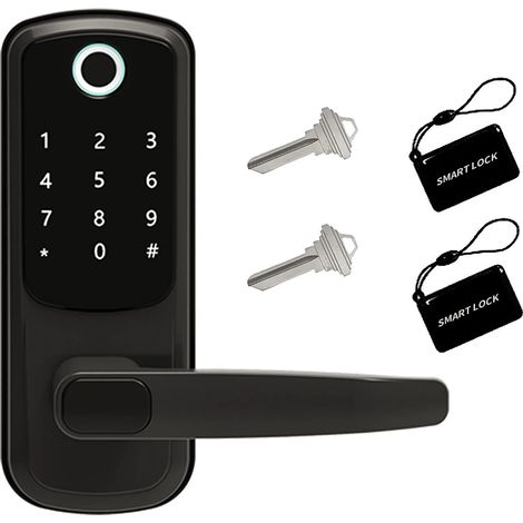 Serratura anti-effrazione, chiavistello robusto per porte interne realizzato in metallo massiccio ideale per appartamenti e hotel (nero) (1/5)
