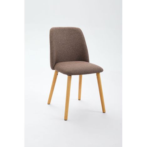 Bon Furni Chaises 360° Pivotantes Tissu Effet Lin Taupe, Lot de 4