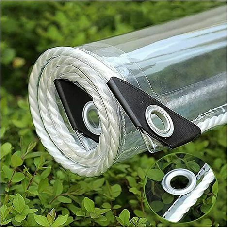Green Mobility-Bâche Transparente imperméable, Bâche Durable Résistante aux intempéries avec Oeillets, Auvents Pliables en PVC de 0.35mm pour Jardins, Serre, Plantes, Bâche de Toit,Clear,1x1M (1/5)