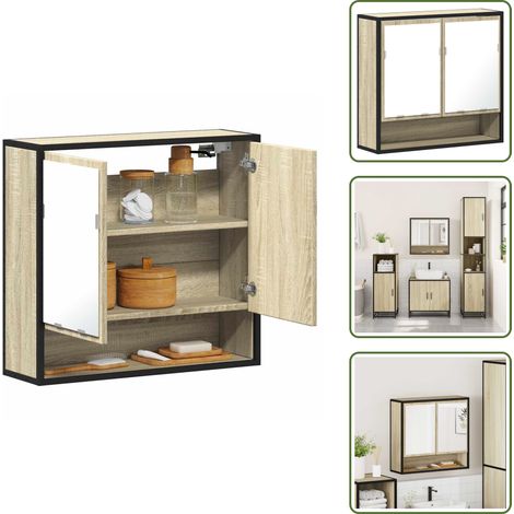 The Living Store Badezimmer-Spiegelschrank Sonoma-Eiche 65 x 20 x 60 cm Holzwerkstoff - Spiegelschrank (1/5)