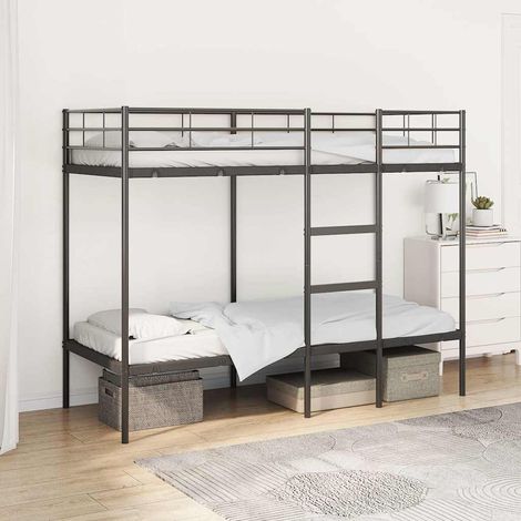 vidaXL Letto a Castello senza Materasso Nero 80x200 cm in Acciaio