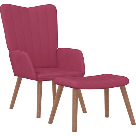 Sillón de relax con taburete terciopelo rojo tinto vidaXL (1/5)