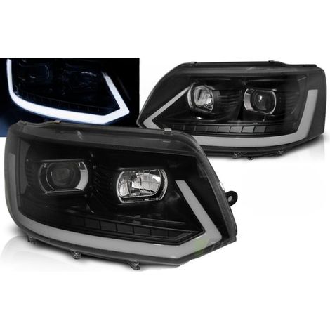 Paire de feux phares VW T5 10-15 LED LTI DRL Noir-31778854 (1/4)