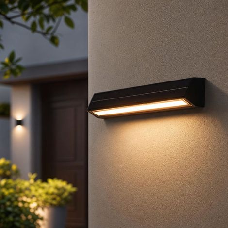 Applique Murale Solaire LED Étanche IP65 Sans Fil, Lumière Extérieure Automatique pour Jardin Cour Entrée, Installation sans Perçage, 17cm (1/4)