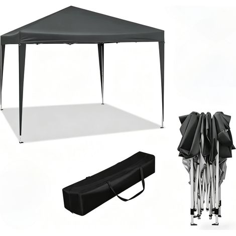 Pavillon pliant 3x3 m en tissu Oxford avec structure en métal et hauteur réglable anthracite (1/5)