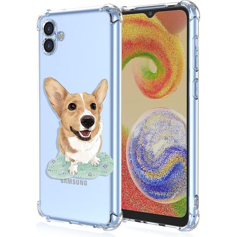 FUNDA DE SILICONA PARA SAMSUNG GALAXY A04 TRANSPARENTE CON PERRO CORGI (1/5)