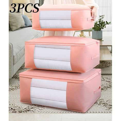 Lot de 3 sacs de rangement sous vide compressibles, organisateur d'espace 2024, sacs de déménagement robustes, pochettes de stockage économiseur de place (Rose, M, XL, XXL) (1/5)