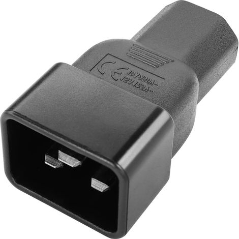 C13 vers C20 Adaptateur de prise d'alimentation 10 A 250 V IEC 320C13 Socket vers IEC 320 C20 Plug AC Connecteur 3Pin PC Power Extender, pour ordinateur PDU UPS Moniteur Home Appliance (1/5)