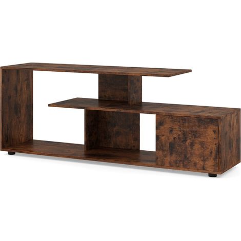 Mobile TV multimediale 152 x 38 x 58,5 cm con pratico vano portaoggetti design asimmetrico in legno marrone rustico 200012810