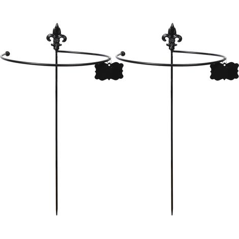 Tuteur à plantes rond en acier fleurs de lys (Lot de 2) (1/3)