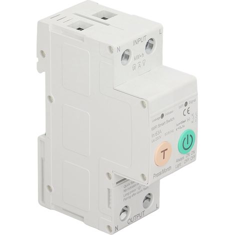 Disjoncteur différentiel intelligent 2P 63A avec télécommande, montage sur rail DIN et connexion Wi-Fi, 230 V CA, commande à distance (1/5)