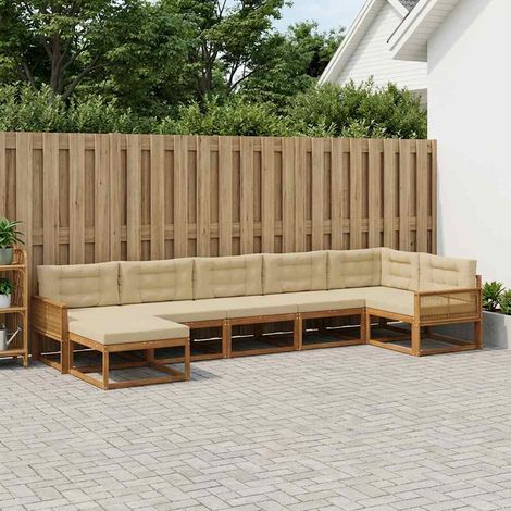 vidaXL Outdoor-Sofagarnitur mit Kissen 7 pcs Natur und Beige (1/5)
