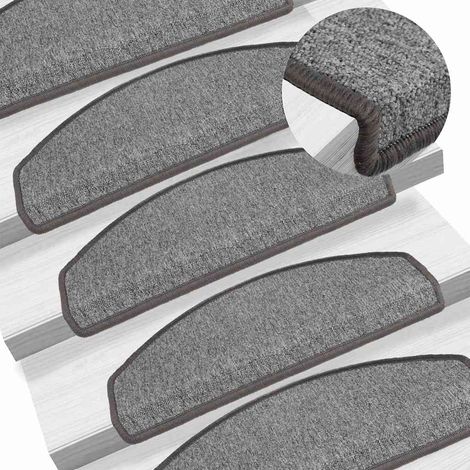 Tapis d'escalier 10 pièces 65 x 24 x 4 cm Gris foncé Demi-rond Grand (1/5)