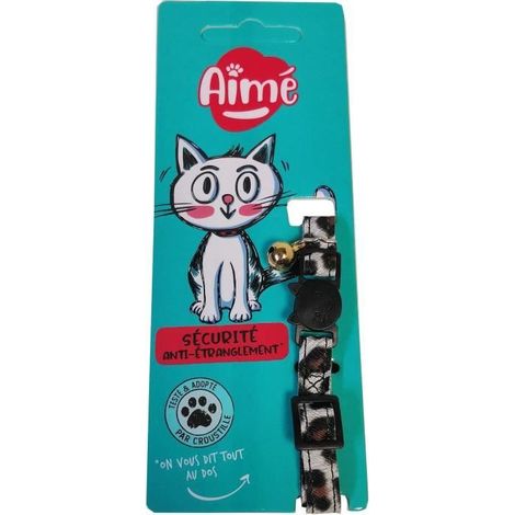 Collier pour chat - AIME - Savane - Fleurs multicolores, grelot vert (1/4)