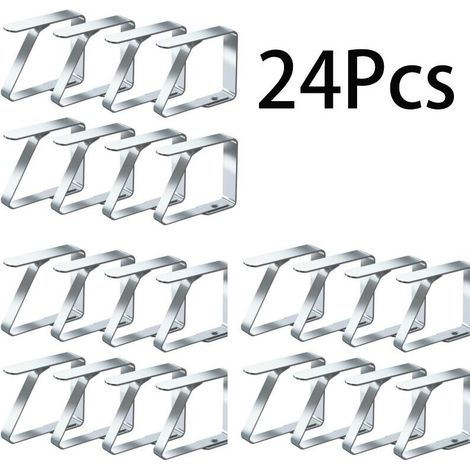 Juego de 24 pinzas antideslizantes de acero inoxidable para manteles (5 cm x 4 cm) (1/4)
