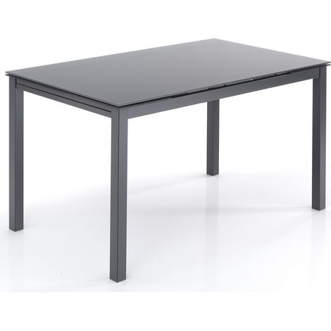 Mesa extensible de vidrio y metal 80x140-200cm Lubbock Grey (1/4)