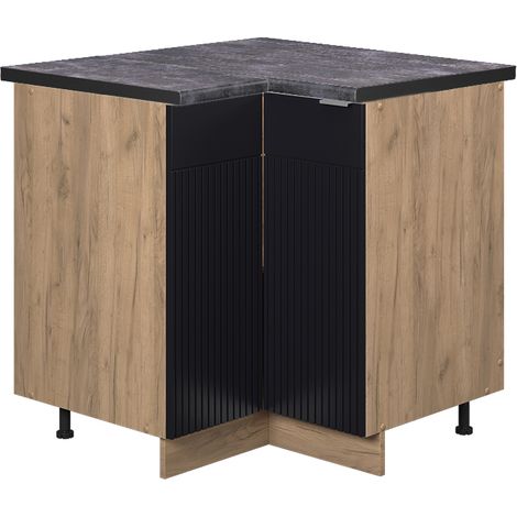 Eckschrank Fame-Line, Schwarz gestreift, 80.5 cm , AP Anthrazit, Vicco