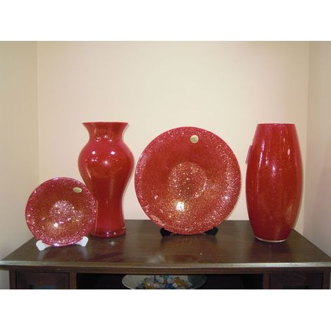 Posacenere da Tavolo Decorato in Vetro Rosso Lady (1/2)