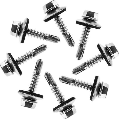Vis Autoperceuse en Acier pour Métal M5 × 20 mm Tête Hexagonale avec Rondelle Étanche – Lot de 50 (1/5)