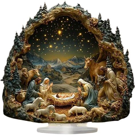 Décorations de Noël de la Nativité Panneau décoratif Religieux Festif Ornements de Noël religieux Pour Femme Et Homme, Maison, Table, Cheminée, Bureau, Étagère, Décoration Pour Noël Et Ornement (1/5)