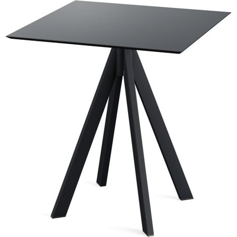 Infinity table de bistrot avec piètement noir + plateau HPL noir 70x70 cm - Feros (1/3)