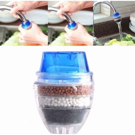 Mini filtre à eau - environ 16-23 mm de diamètre, compatible avec la plupart des robinets - 1 pièce, bleu (1/4)