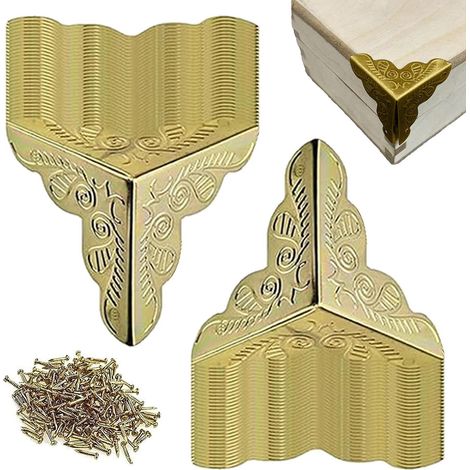 anti-poussière d'escalier pour marches en bois, 100 pièces anti-poussière d'escalier vintage, protections anti-poussière d'angle d'escalier avec vis, pare-chocs de sécurité de bord d'angle (1/5)