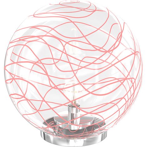 Lampada Scrivania Contemporanea Moon Metallo Cromo Vetro Rosso 1 Luce E27 30Cm (1/4)