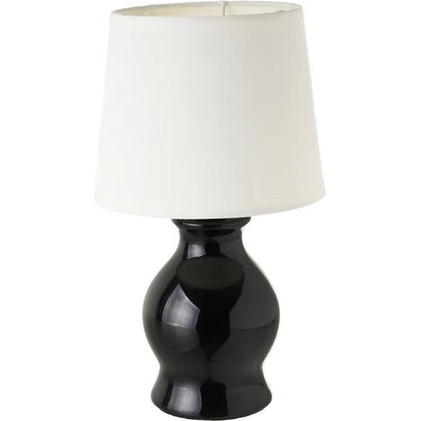 Nachtlampe aus Keramik, schwarz-weiß, 26 cm