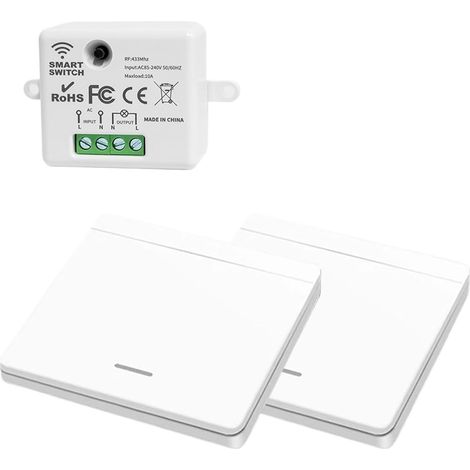 Interrupteur sans fil 433MHz – Récepteur + 2 émetteurs – Mural 86 type – Contrôle éclairage 1/2/3 gangs (1/2)