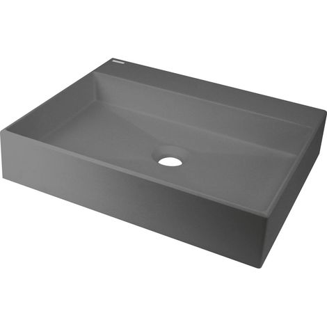 Lavabo de encimera de granito con espacio para grifería - 500x400 mm antracita metalizado CQR TU5S (1/2)