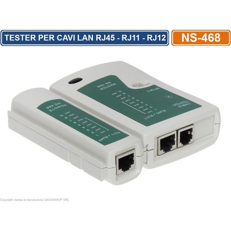 TESTER PER CAVO DI RETE LAN TELEFONICO RJ45 RJ11 RJ12 NETWORK ETHERNET TEST CAVI (1/4)