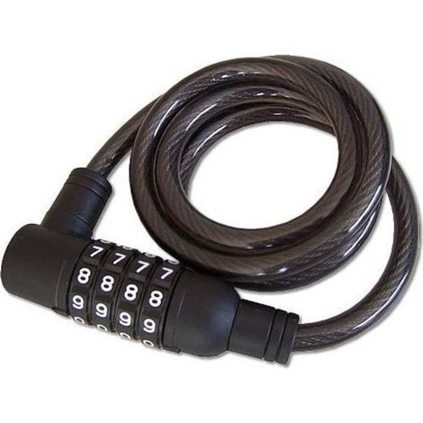 Antivol câble pour vélo - Câble antivol 10 mm x 1 m - Serrure de sécurité - Câble robuste pour vélo, scooter et équipements - Noir (1/5)