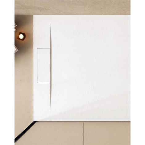 Exagonshop Piatto doccia 120x80 effetto pietra ardesia bianco in