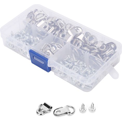 Kit de 80 attaches D en métal pour cadres, crochets muraux et fixations solides pour suspension (1/5)
