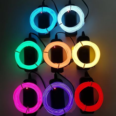 Neon String Lights, 8 Pieces, 3 Meters Each, 3 Modes, Portable Strobe for DIY Party Decoration, Indoor and Outdoor (1/4)