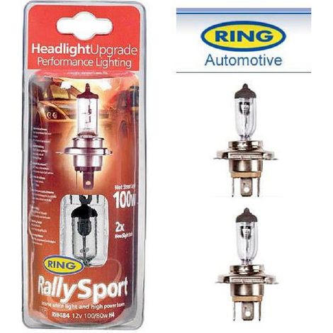 Ampoules halogènes RallySport H4 12V 80W P43t – Éclairage blanc 3500K – Traitement anti-UV – Lot de 2 – Ring - RW484