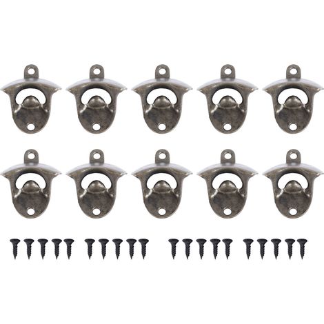 Lot de 10 ouvre-bouteilles rustiques en bronze antique, à fixer au mur, style vintage, pour bar à domicile. (1/5)