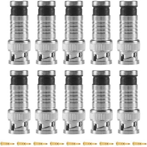 FENOPLASTICA10 pcs BNC Connecteur de compression pour Coax RG59 Cable CCTV Cameras (1/4)