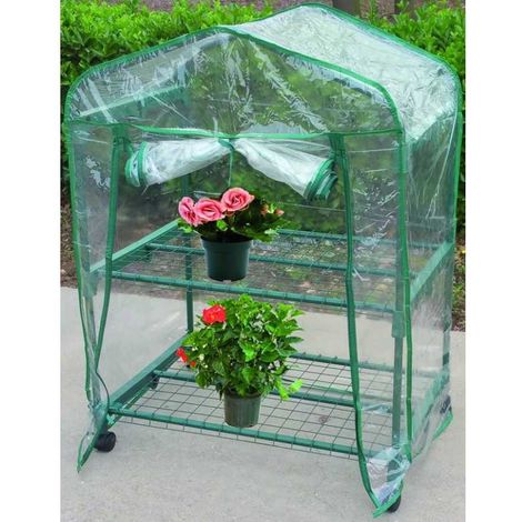 Invernaderos de PVC Blinky en forma de casita, con 2 estantes, 69x49x98 cm de alto