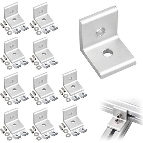 10 Pièces équerre de Fixation Metal, équerre de Fixation(30 x 30 x 27mm), Acier Inoxydable équerre étagère Angle 90 Degrés Equerre, Equerre Metal pour Aluminium (30 x 30 x 27mm) (1/5)