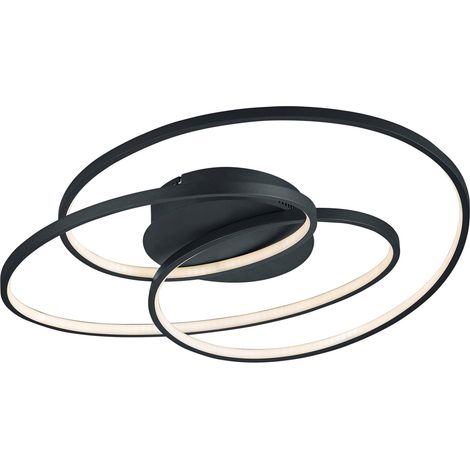 Plafonnier LED en métal noir mat avec variateur d'intensité 38,5 W 60 x 43 cm (1/4)