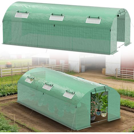 Wolketon Foliengewächshaus 300x600x200 cm, grüner Gartentunnel 140 g/m² PE für Gemüse, Tomaten & Pflanzen (1/5)