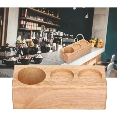 Kaffeefilter-Tamperständer für 3-Loch-Kaffeefilter, Tamperstation, Kaffeefilterhalter, Holzfarbe (1/5)